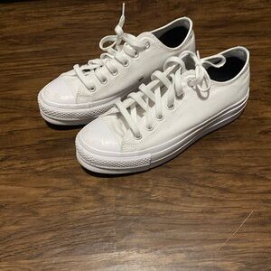 Converse Classic White Sneakers. Double Platform